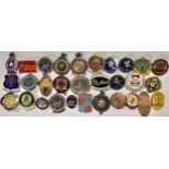 Badges - mostly enamel, various subjects, many sport, Leicester Lions Speedway, bowling,