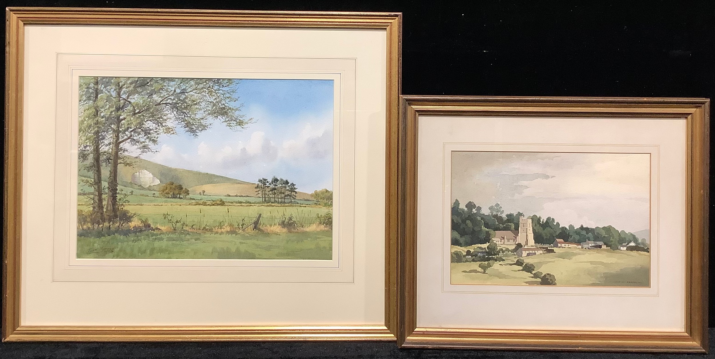 John Morgan Near Malham Cove signed, watercolour, 25cm x 35cm; another, FF Errill, Old Radnor,