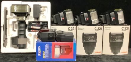 Photography; A Metz Mecablitz 45 CL-4 telecomputer quadrolight flash, boxed; A Jessops 400AF