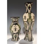 A contemporary Moorcroft slender inverted baluster vase, a trail piece designed by Emma Bossons,