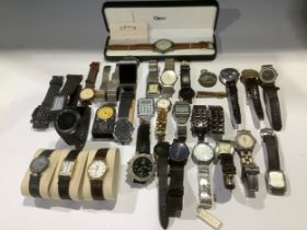 A gentleman's Raymond Weil fashion watch, another; two gent's Tissot watches; a Montine automatic