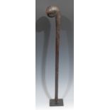 Tribal Art - an African rungu type throwing club, scrolling bulbous head, 54.5cm long, 19th/early