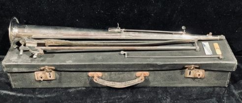 An early 20th century French Mellosax "Sousasax", marked patent applied for, 63cm, original fitted