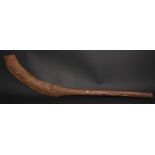 Tribal Art - a hardwood club, of Australian Aboriginal leangle type, curved blade, 103cm long