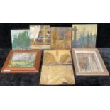 Paul Howden, Impressionist School, a collection of eight, Woodland and Architectural Studies,