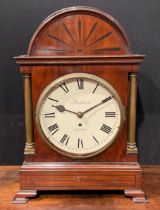 A George IV mahogany bracket clock, the 21cm circular painted dial inscribed Brockbank, London,