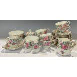 A Crown Staffordshire floral pattern part tea service