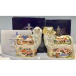 A Royal Crown Derby paperweight, Imari Ram, visitor's centre exclusive, 21st anniversary gold