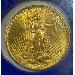 Coins - an American gold $20 coin, double eagle, 1927
