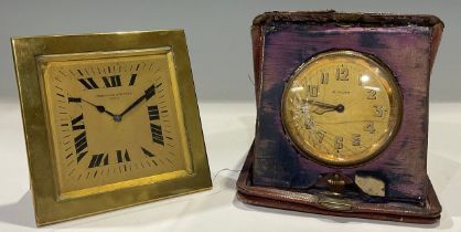 A Hamilton and Inches, Paris, brass easel dressing table timepiece, 9.5cm wide; a B. Jours