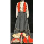 Costume - a Norwegian lady's traditional folk costume or Bunad, comprising embroidered dress and