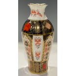 A Royal Crown Derby Imari 1128 pattern lobed inverted baluster vase, fluted rim, 18cm, printed mark,