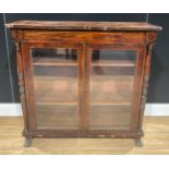A Post-Regency rosewood and oak low library bookcase, of small and neat proportions, 91cm high, 96cm