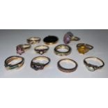 A 9ct gold dress ring, set with a single faceted oval amethyst, size O, London 1990, 3.8g; nine