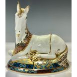 A Royal Crown Derby paperweight, Unicorn, specially designed by Louise Adams to celebrate the New