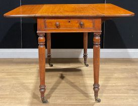 A George IV mahogany Pembroke table, brass casters, 73cm high, 53cm wide, 91.5cm long, c.1825