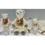 A Royal Crown Derby paperweight, Alphabet Bear "O", gold stopper, 10cm; a Royal Crown Derby
