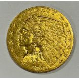 Coins - an American gold $2 1/2 coin, Native American head, 1910