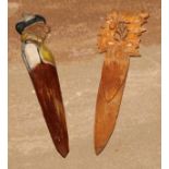 A Black Forest novelty figural bookmark, 13cm long, c.1900; another (2)