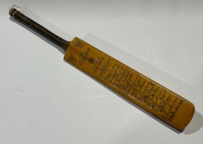 Cricket Interest - an M.C.C. Australian Tour 1958-59 miniature Crusader cricket bat, facsimile