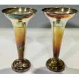 A pair of Elizabeth II silver specimen vases, Birmingham 1992, 12.5cm high