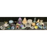 A collection of glass paperweights including Alum Bay, Wedgwood, Avondale, Mdina type, etc,