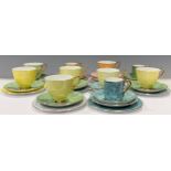 A Royal Albert Gossamer pattern harlequin set of six teacups, saucers, plates, three coffee cans and
