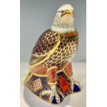 A Royal Crown Derby paperweight, Bald Eagle, silver stopper, 18cm, red printed marks