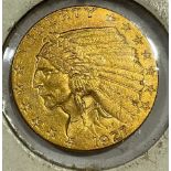 Coins - an American gold $2 1/2 coin, Native American head, 1927