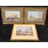 Geoffrey Hall (contemporary) A set of three, late summer landscapes with oast houses signed, dated