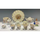 A Royal Doulton Brambly Hedge Summer pattern miniature teapot, milk and sugar, teacup and saucer;