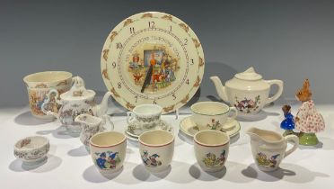 A Royal Doulton Brambly Hedge Summer pattern miniature teapot, milk and sugar, teacup and saucer;