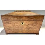 A Victorian rosewood sarcophagus tea caddy, 23cm wide, c.1860