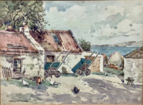 James Wilson Kinnell Corner of an Arran Croft signed, label to verso, watercolour, 27cm x 37cm;