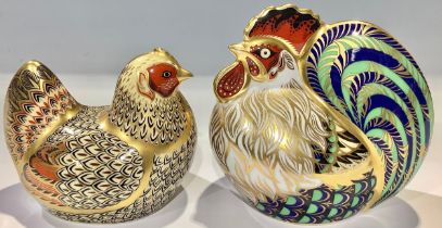 A Royal Crown Derby paperweight, Farmyard Cockerel, limited edition 3,849/5,000. gold stopper,