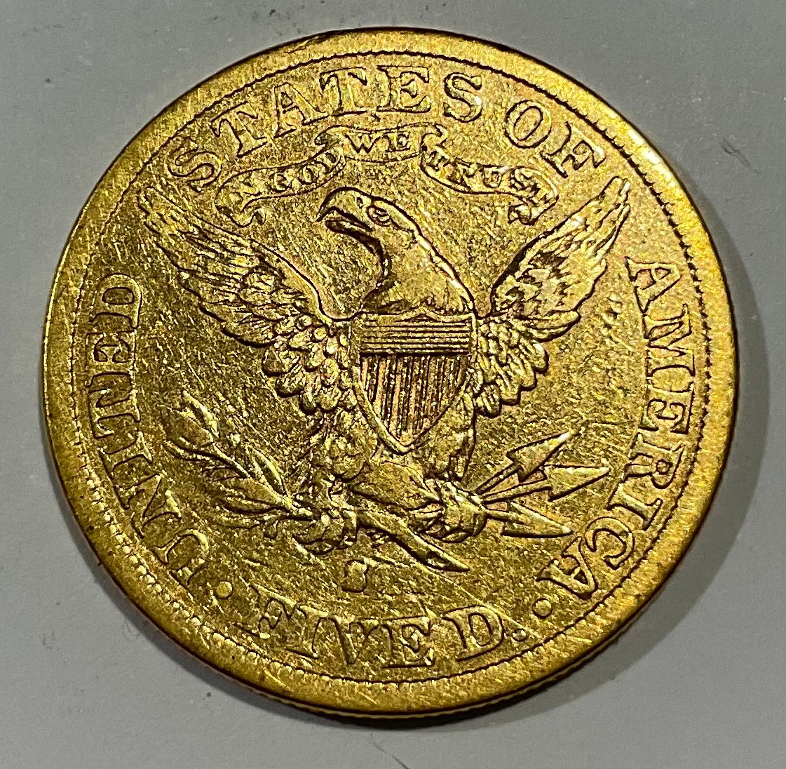Coins - an American gold $5 coin, 1881 - Image 2 of 2