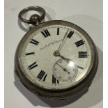 A silver pocket watch, H Bailey, Burton on Trent, Birmingham 1906