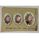 A Royal Crown Derby porcelain oval miniature, painted with flowers, signed Willian George