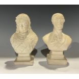 A pair of 19th century commemorative plaster busts, Queen Victoria and Prince Albert, To Commemorate