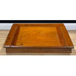 An early 20th century mahogany and pine desk box, hinged cover enclosing stationery or