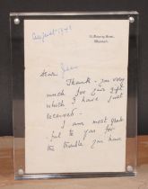 Political Letter - British Prime Ministers - a World War II period 'autograph' letter, from