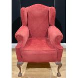 A George II style wing chair, 116cm high, 83cm wide
