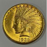 Coins - an American gold $10 coin, Native American head, 1926