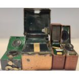 A 19th century leather travelling inkwell and vesta case, Finnigans Ltd, 18 New Bond St, c.1890; a