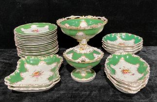 A Davenport dessert service, comprising pedestal comport, three oval dishes, four shell shaped