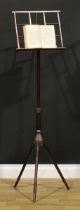 A late 19th century Wheeldon’s patent collapsible music stand, 101cm raising to 146cm high, the