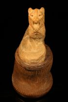 Alfred Lyndhurst Pocock (1882 - 1962), a terracotta cabinet sculpture, of a cat, seated, 12.5cm