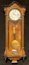 A Victorian parcel-ebonised walnut Vienna wall timepiece, 18.5cm clock dial, 108cm high, c.1880