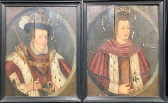 English School (19th century or earlier) A pair of portraits, Edward VI and Mary, Queen of Scots,