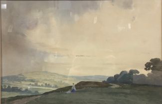 Percy Lancaster (1878 - 1951) Admiring The Hilltop View signed, watercolour, 31cm x 47cm